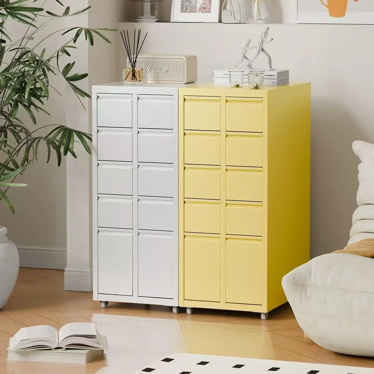 

Wrought iron drawer storage chest with pulley