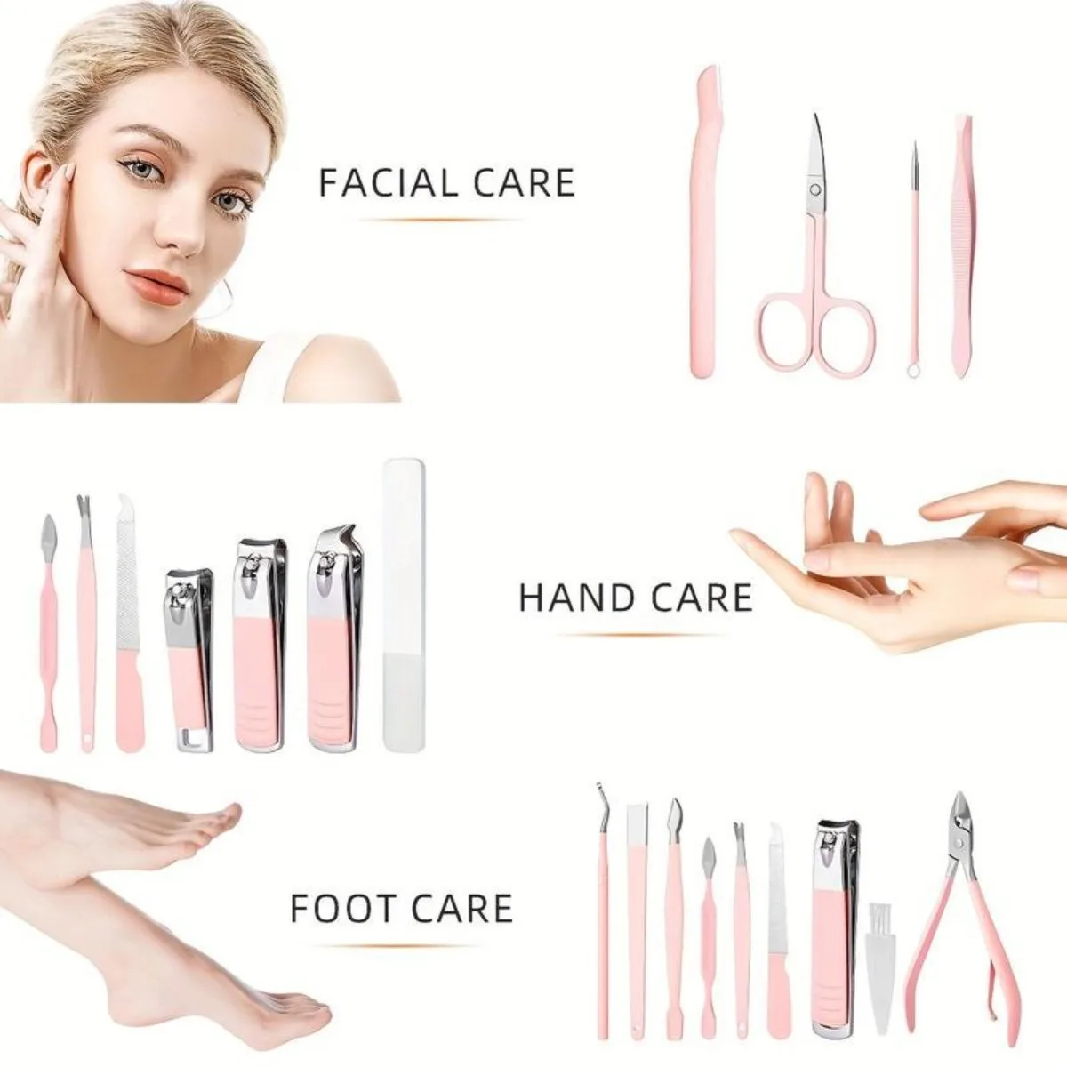 16pcs Manicure Set With Storage Case, Portable Multi-functional Nail Clipper Kit Pedicure Care Tool, Nail Kit For Women & Men