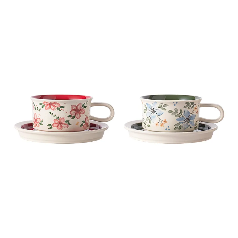 

Light Luxury Ceramic Coffee Cup with Saucer Breakfast Cup Household High-value Couple Afternoon Teacup Gift