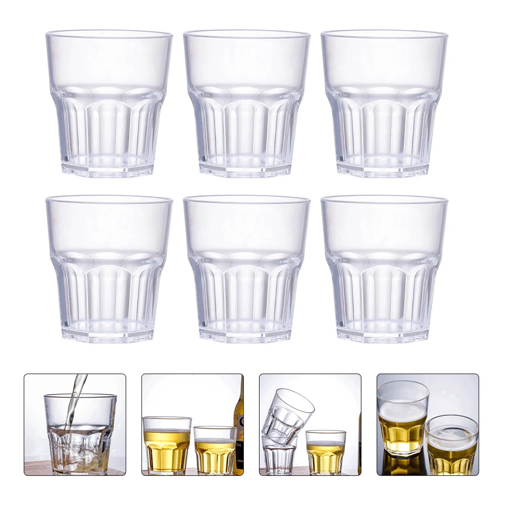 6 Pcs Shot Glass Soda Cups Kitchen Gadget Square Hotel Glassware Spirits Unbreakable Acrylic