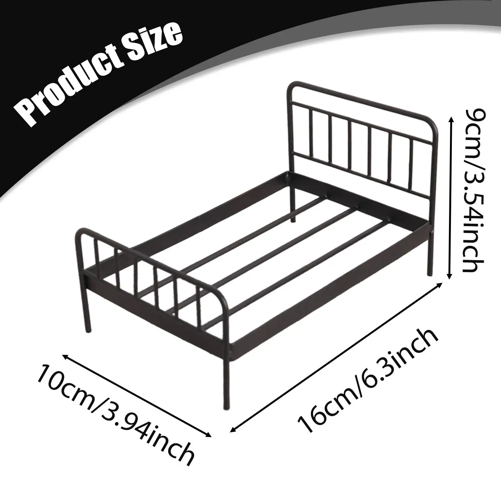 Wrought Iron Miniature Bed 1 12 Scale Furniture for Dollhouse Bedroom Decoration Accessories