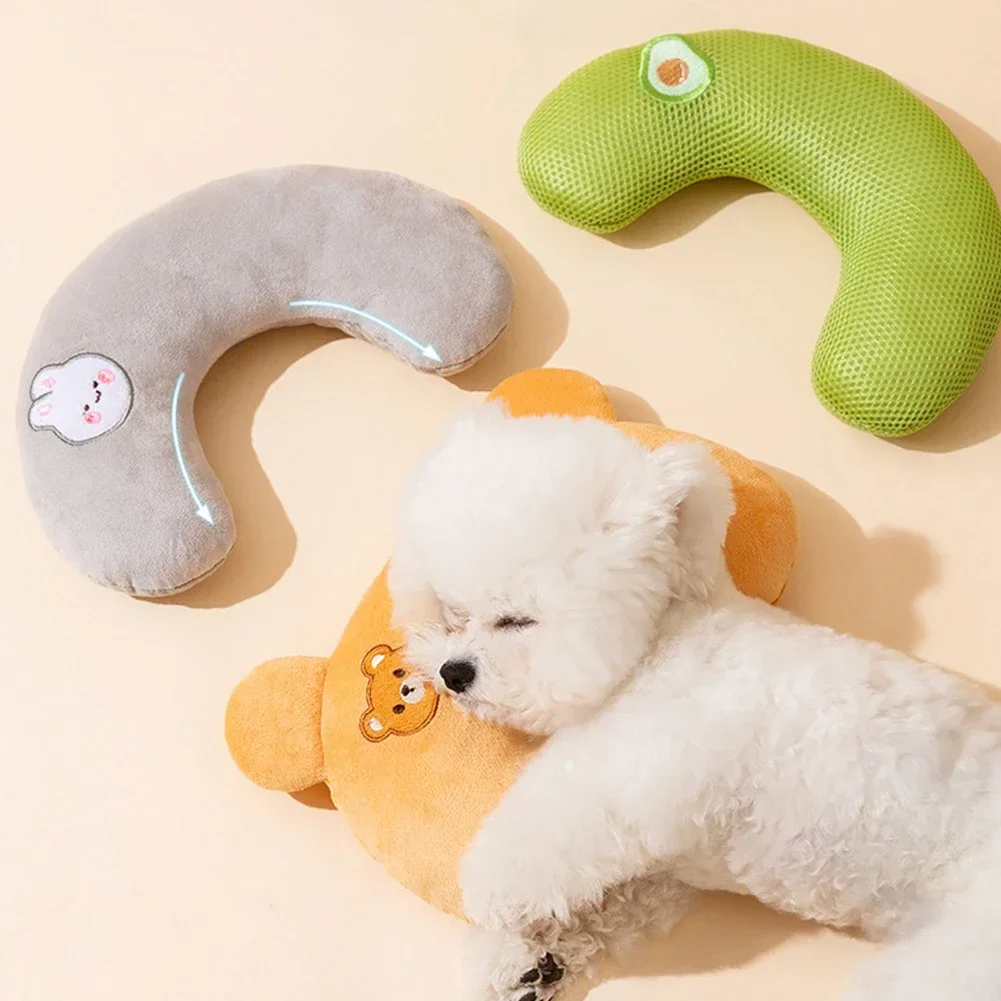 Almohada pequeña bonita para mascotas, Protector de cuello en forma de U, sueño profundo para cachorros, gatitos, almohada, reposacabezas para perros y gatos, almohada para dormir, suministros para mascotas