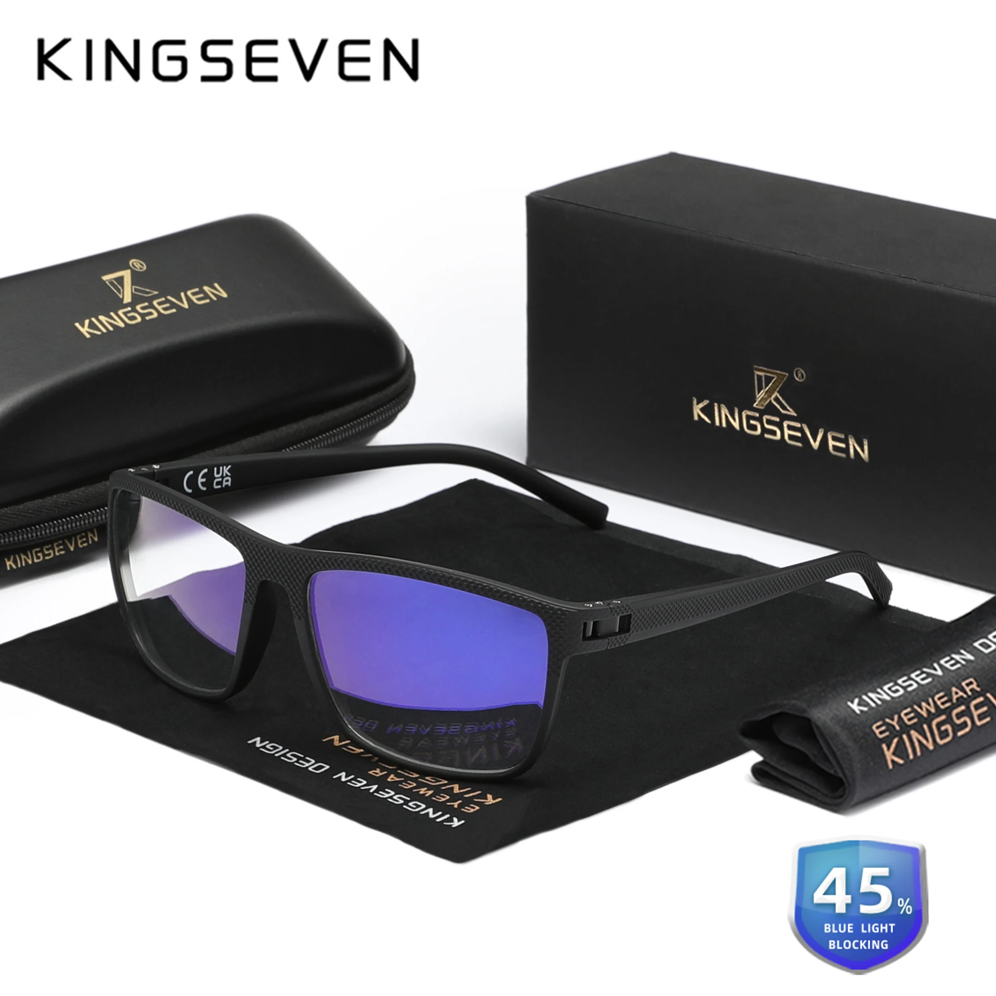 KINGSEVEN Blaulicht-blockierende Brille, Lesebrille, ultraleichter TR90-Rahmen, Anti-Blue-Ray-Computer-Brille mit transparenter Linse