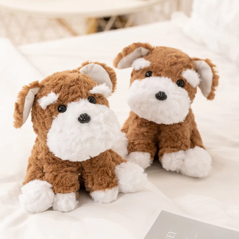 Simulation 23 cm Braun Schnauzer Hund Plüsch Spielzeug Realistische Gefüllte Flauschige Tier RealLife Haustiere Niedlichen Welpen Wohnkultur Baby Geschenke