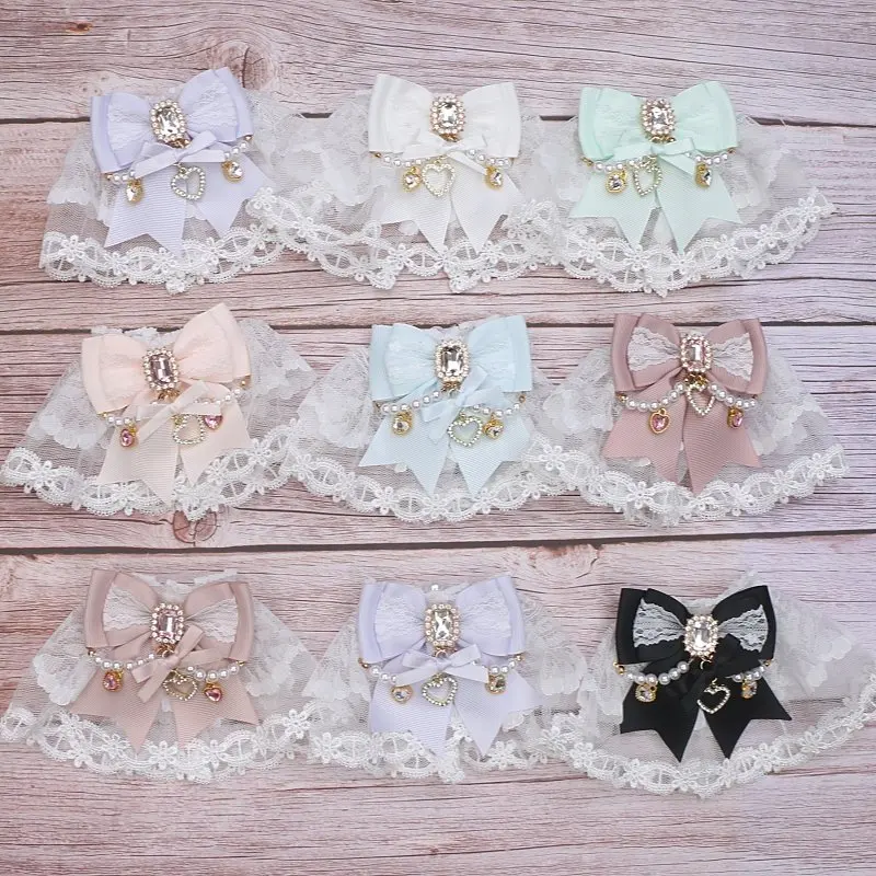 Handmade  Landmine System Mass Production Type Accessories Soft Girl Sweet Lolita Bow String Pearl Bridal Lace Lace Sleeve Women