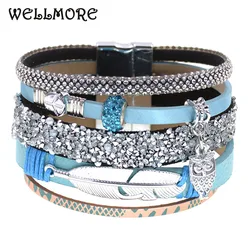 WELLMORE BOHO leather bracelets for women Luxury bead charm bracelets female fashion jewelry wholesale dropshipping