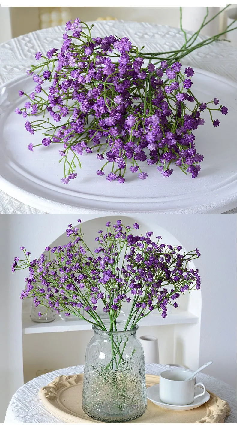 10 Stück künstliche Latex-Plastikblumen im Baby's Breath-Stil für Hochzeitsdekoration, Brautstrauß, künstliche Gypsophila, Party- und Heimdekoration. – Detail 4