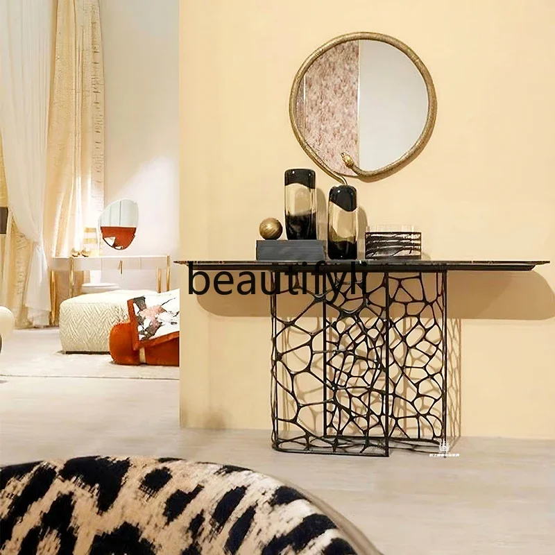 Light luxury marble entrance table Modern creative designer table Extremely narrow decorative table