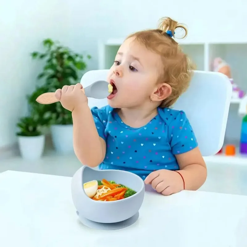 

2PCS Silicone Baby Feeding Bowl Tableware for Kids Children Dishes Plate Toddle Training Spoon Tablewar Kitchenware Baby Stuff