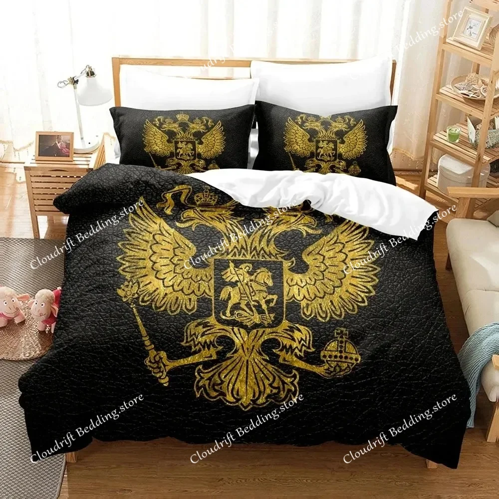 3D Print Russian Flag State Insignia Bedding Set Duvet Cover Bed Set Quilt Cover Pillowcase Comforter king Queen Size Boys Adult