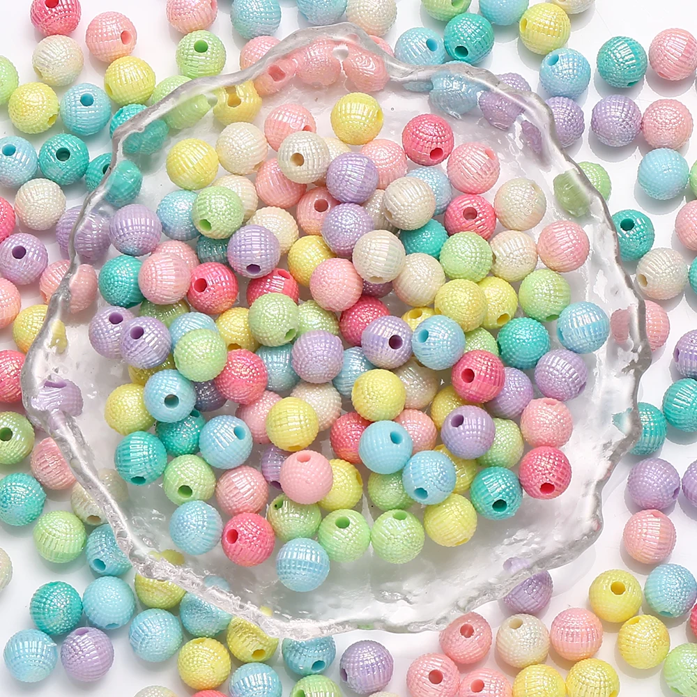 50/100 Stück 8mm 10mm Gemischte Pastell-Acrylperlen Aurora Bonbonfarben Runde Zwischenperlen für DIY Schmuckherstellung Armband Halskette – Detail 1