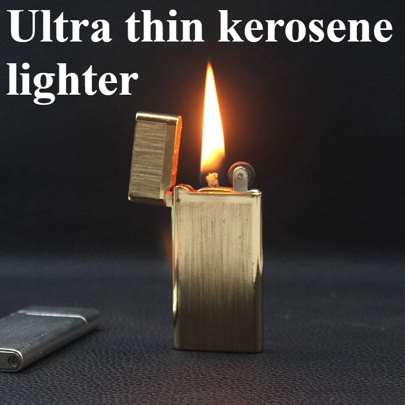 

2PCS Creative Ultra-thin Slim and Portable Metal Brushed Open Flame Lighter Cigarette Accessories