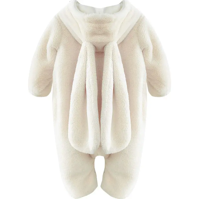 Adorabili neonate pagliaccetto tute cartone animato coniglio dalle orecchie lunghe inverno addensare abbigliamento per bambini Festival Party Outfit