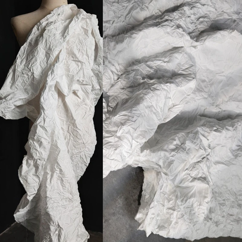 

Белая нерегулярная плиссированная ткань из натурального хлопка для дизайнеров модной одежды, ткани в рулонах, материал для шитья своими руками