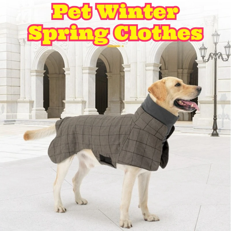 

British Style Dog Trench Coat Winter Warm Padded Jacket Cold Weather Windproof Pet Clothes Thick Soft Apparel Small Medium Large