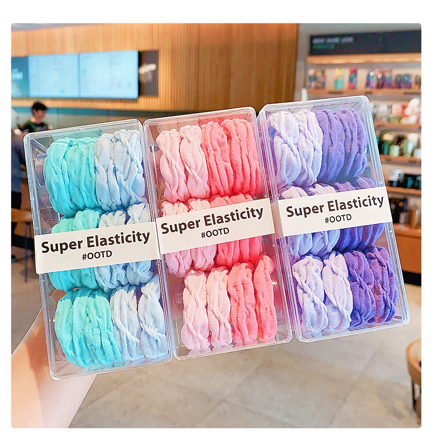 Neue 12er-Box Rüschen-Haargummis für Damen und Mädchen, hochelastische Haargummis aus Stoff, koreanische Macaron-Farben, Pferdeschwanz-Haargummis, Geschenk 2026 – Detail 7