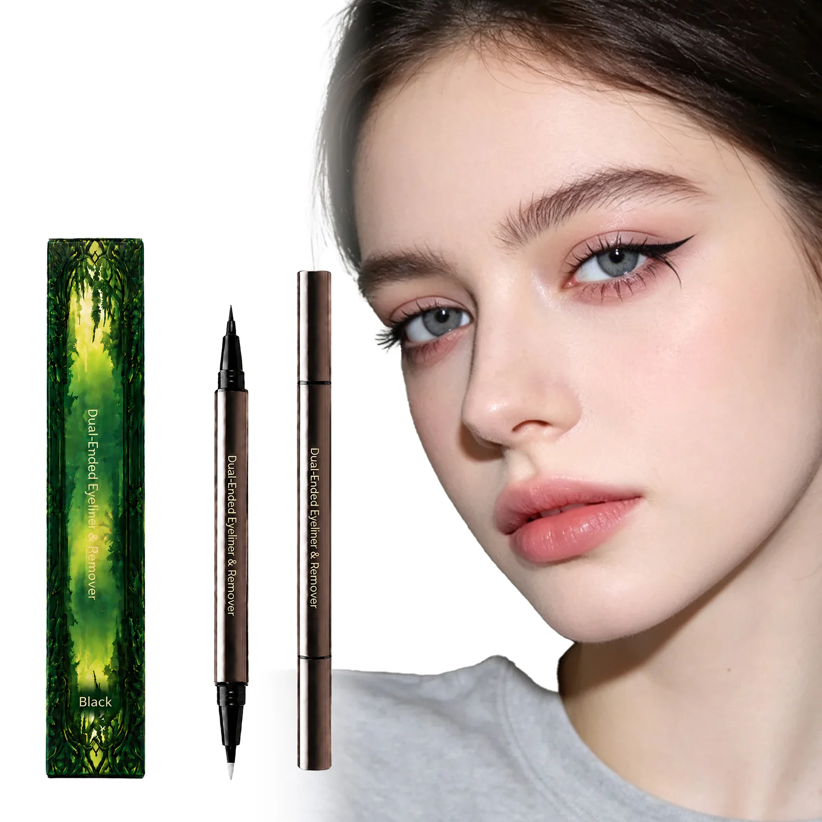 2-in-1 Eyeliner Corrector Pen (Black/Brown) Dual-Use, Precise Color, Gentle, Easy-to-Apply Makeup That Doesn’t Come off Easily