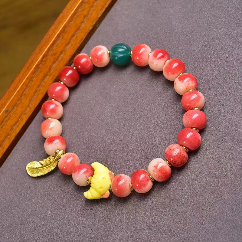 Half Blood Bone Single-Wrap Bracelet Agate Melon Beads Root Payment Turquoise Accessories Tibetan Style Crafts Vintage Bra