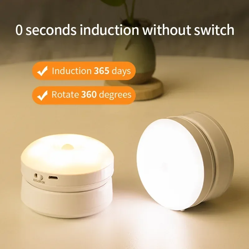 Xiaomi noite lâmpada com sensor de movimento luz recarregável sem fio led barra iluminação 360 rotação magnética para sala mesa cabeceira