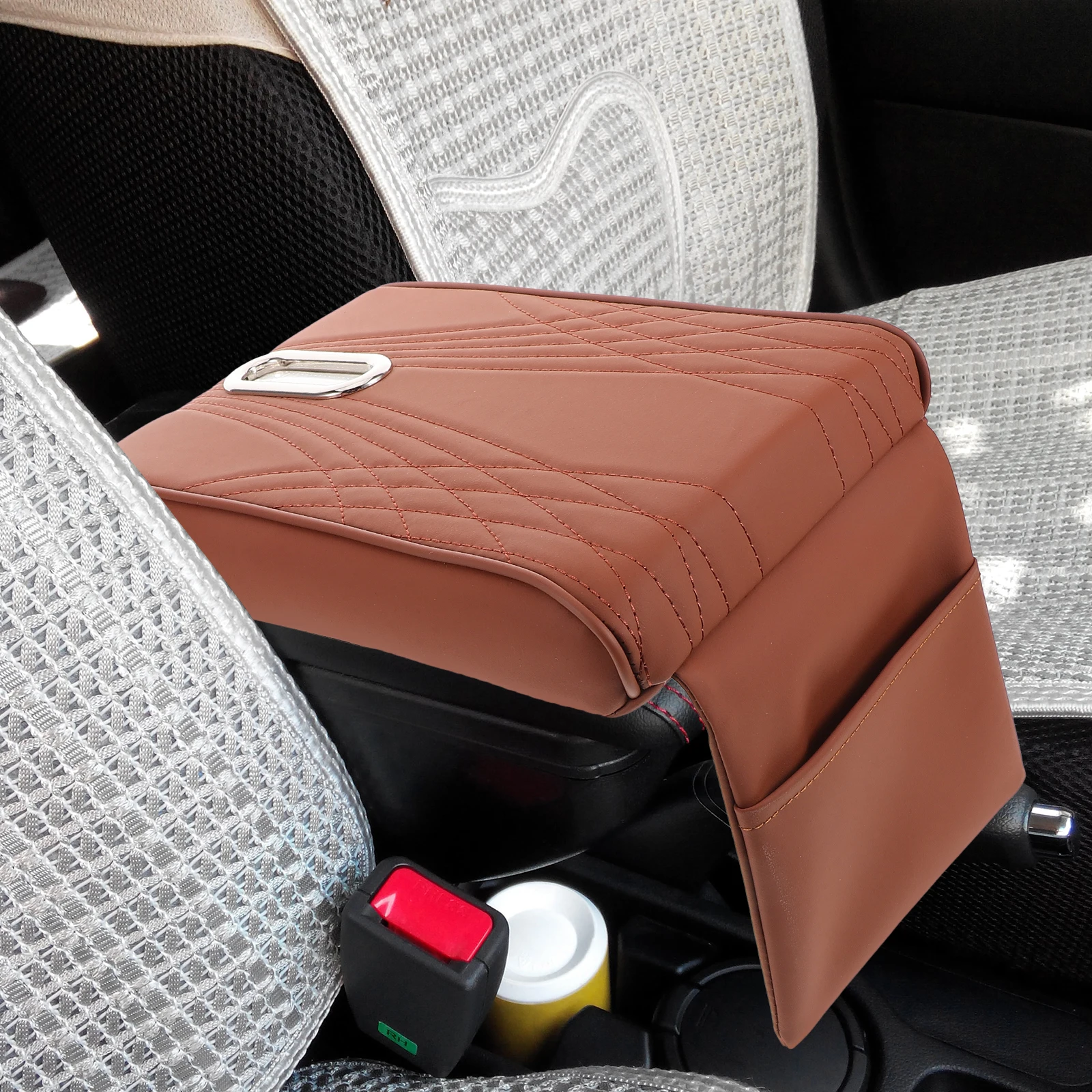 

Car Armrest Cushion Mat Cover Storage Organizer Tissue Box Holder Dispenser Universal Fit Non Slip Car Center Console for Auto