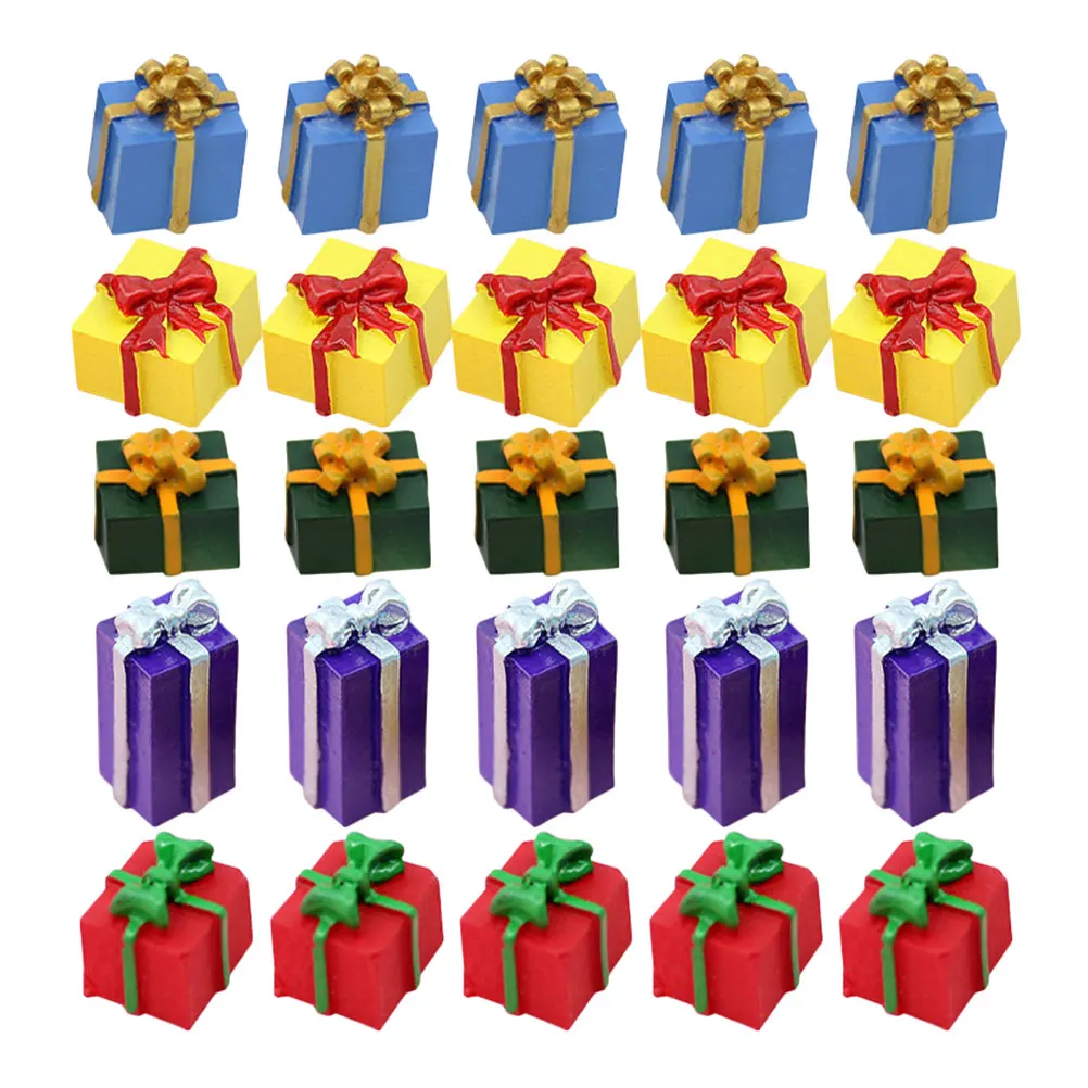 40Pcs Christmas Decoration Set Tiny Resin Box Ornaments Versatile Craft Accessories for Holiday Home Decor Projects