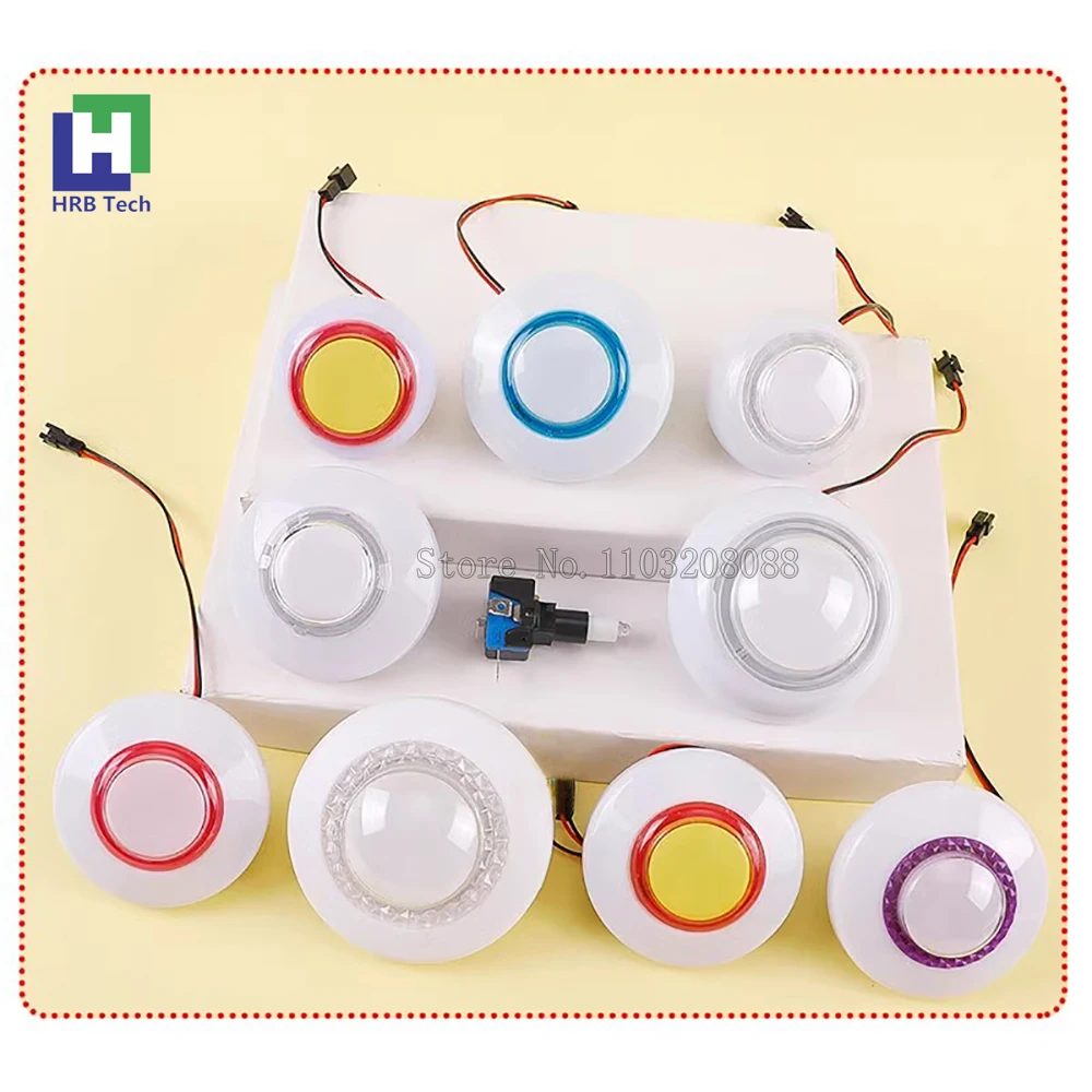 60/76/80/90MM Flashing Light DC12V Colorful LED Illuminated Push Button With Microswitch For Arcade Claw Crane Vending Machine