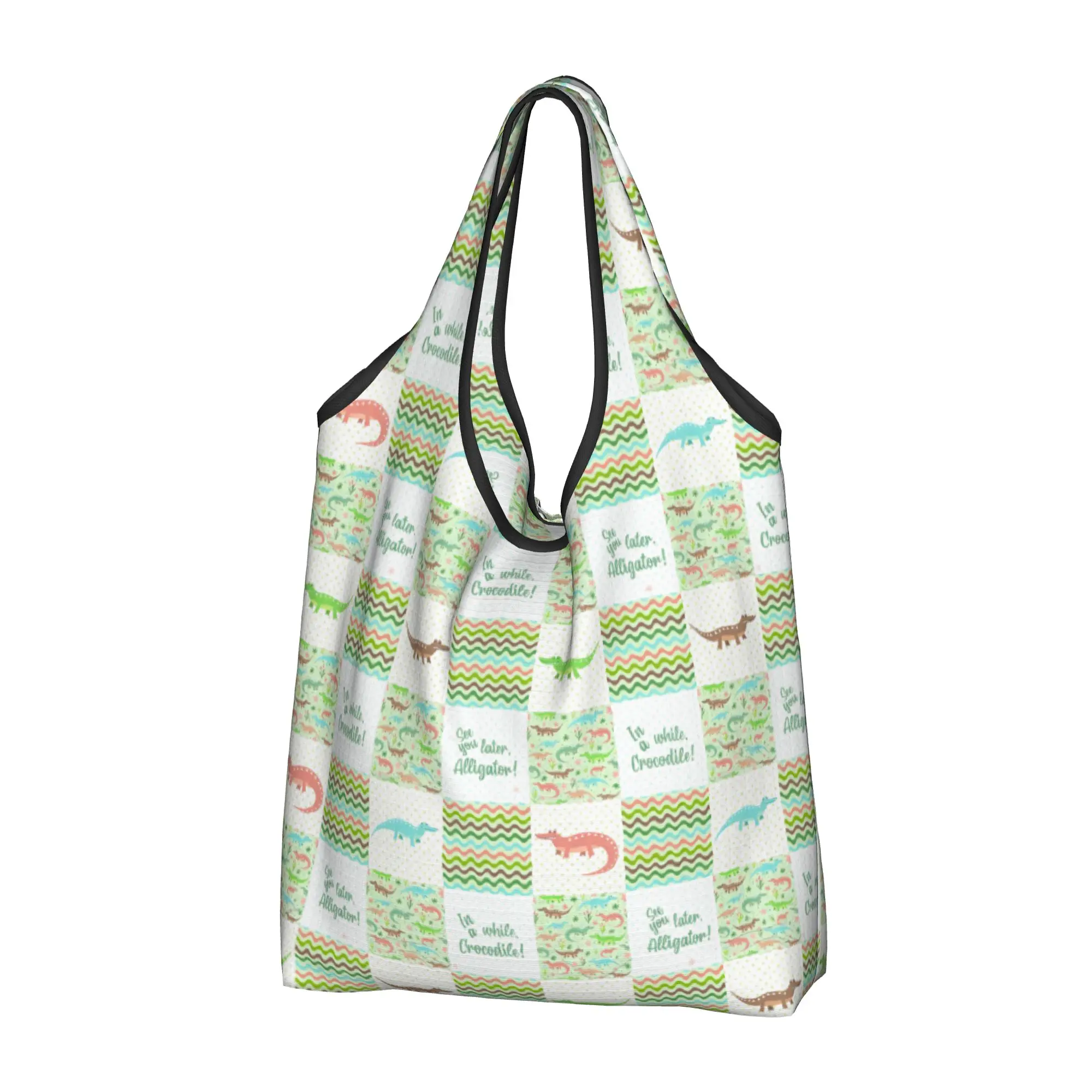 Alligators Animal Reptile   Groceries Tote Shopping Bags Women Custom Crocodile Animal Reptile   Shoulder Shopper Bags  Handbags