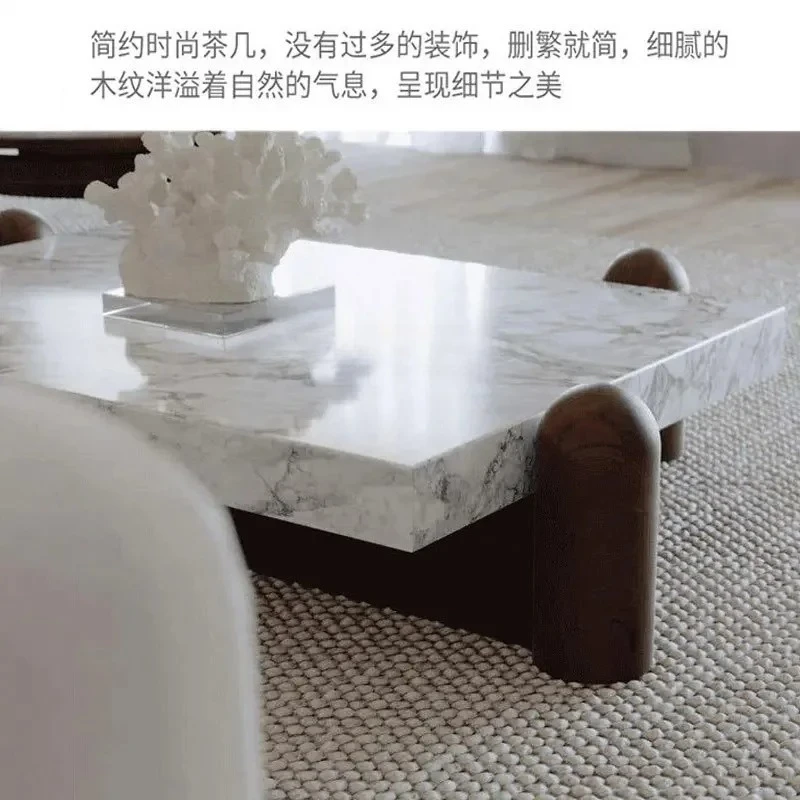 Tavolino da caffè creativo nordico moderno e minimalista quadrato in legno di frassino, marmo, pietra, tavolino da salotto italiano
