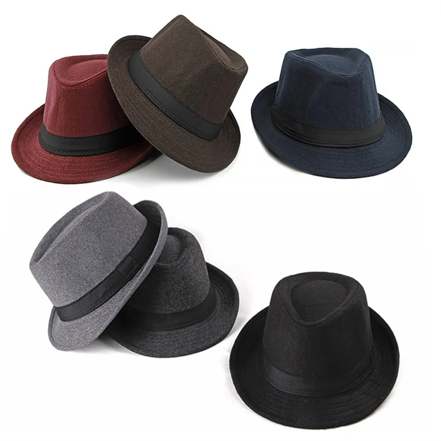 Sombrero de boda de lana para hombres de mediana edad, sombrero Fedora de Jazz de diseño de lujo a cuadros, moda de fiesta de otoño e invierno,