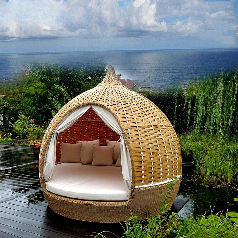 Swing rattan hanging bird's nest hanging basket villa hotel bed hanging chair outdoor furniture