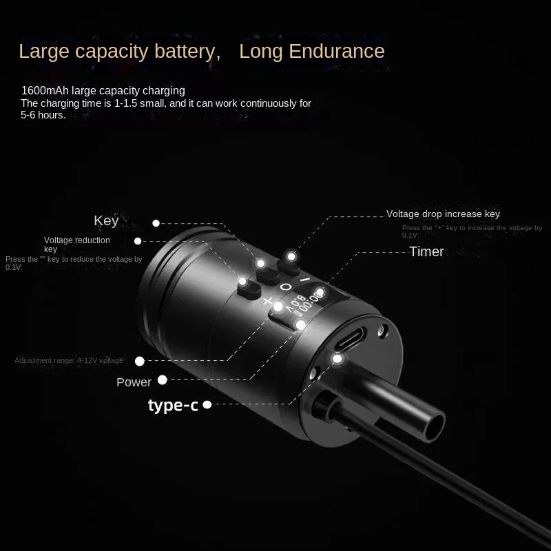 Wireless Tattoo Battery Grip Power 1600mAh RCA Interface Portable 34mm Size For Rotary Cartridge Tattoo Machine Gun