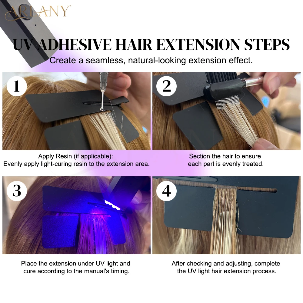 ARLANY V Light Hair Extension Tool Kit V-light lijm met UV-licht haarlijmverwijderaar Anti-UV Shield Guards V-light Extension