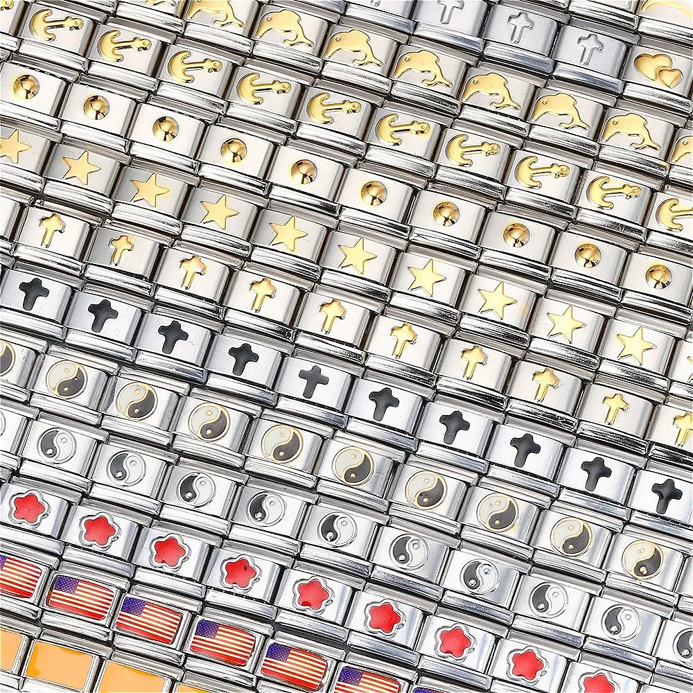 2025 النساء 9 مللي متر الإيطالية مطاطا ستار القلب سحر الفولاذ المقاوم للصدأ الإسورة سوار مجوهرات الأزياء العصرية Y2K مطلية بالذهب ربط DIY بها بنفسك