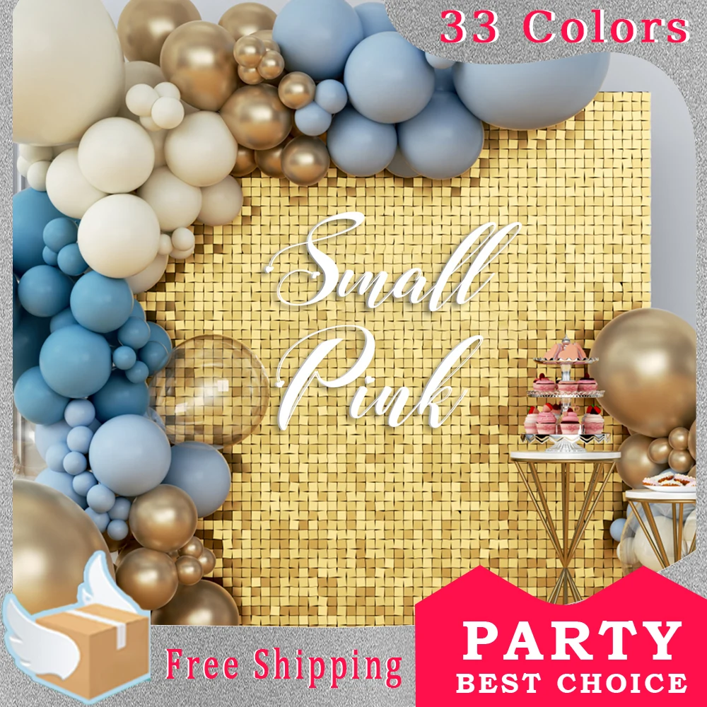 

SmallPink 6-18Pcs Golden Sequin Backdrop Panels for Wedding Party Birthday Background Wall Decor Shimmer Laser Backdrops Curtain