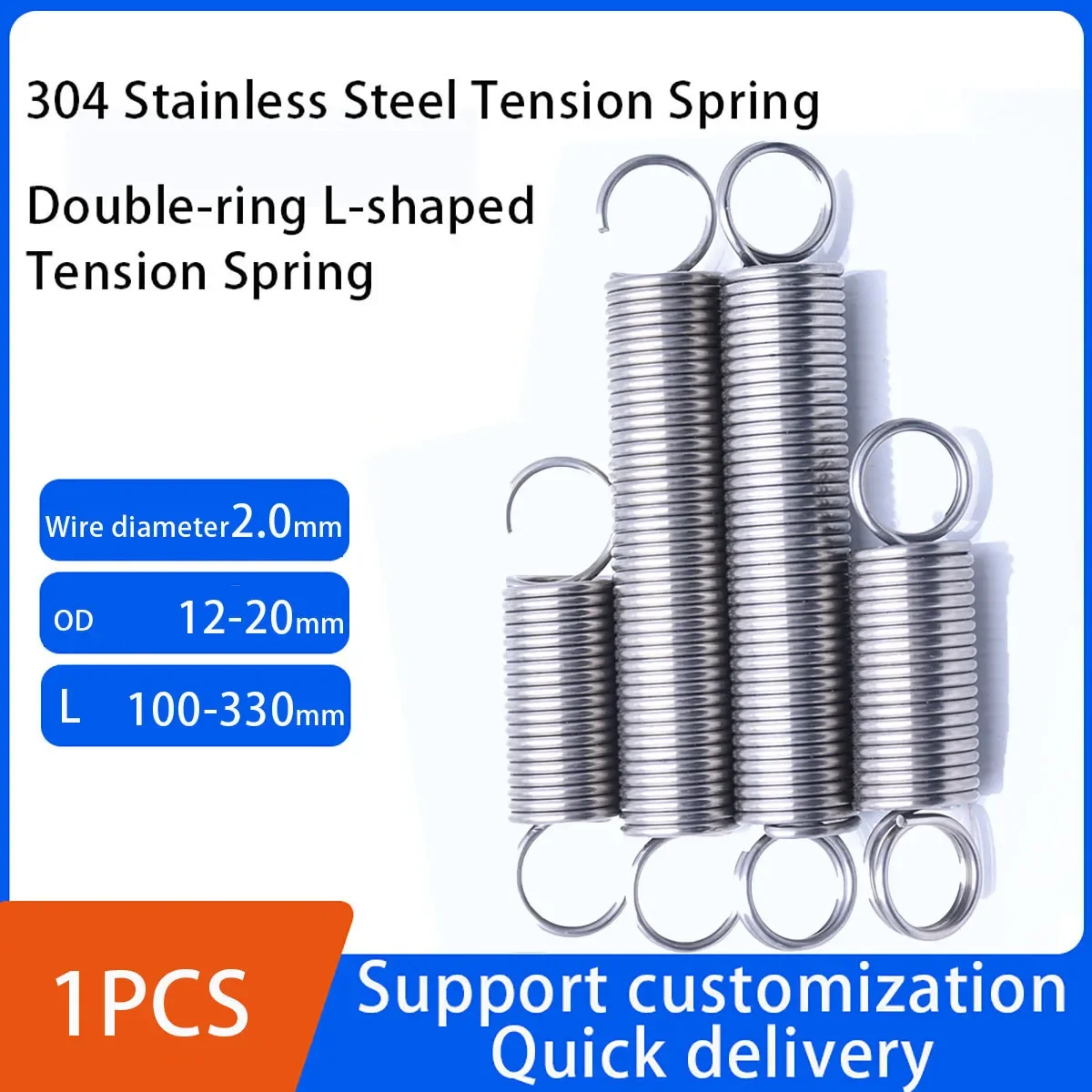 

Double-Ring L-Shaped 304 Stainless Steel Tension Wire Diameter 2.0mm Outer Diameter 12-20mm L 100-330mm Spring Customization