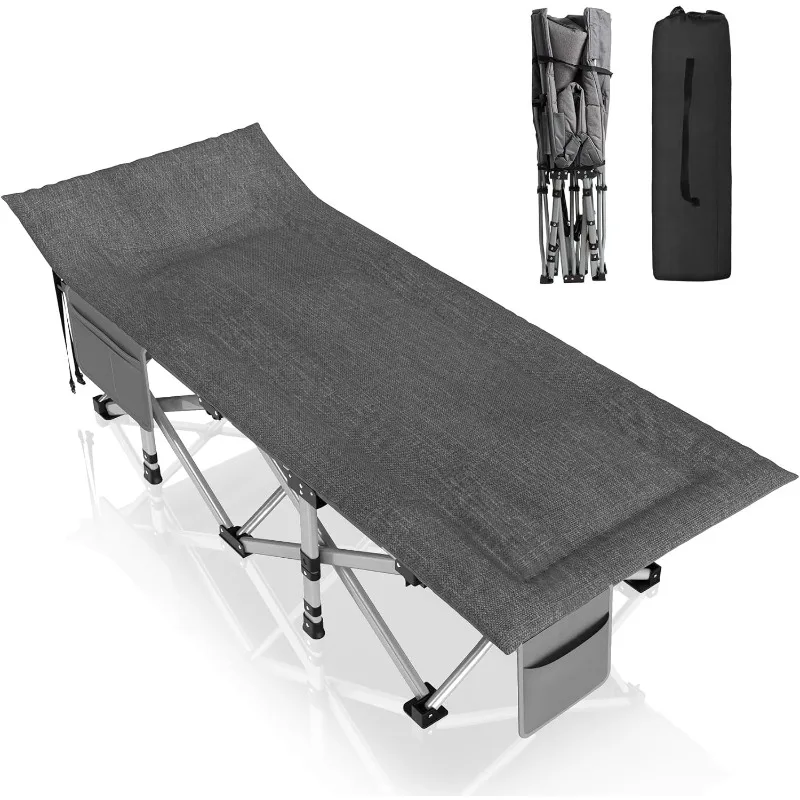 

Camping Cot, Sleeping Cot Bed for Adults Portable Folding Outdoor Cots for Camping W/Build-in Soft Cotton Pad and Carry Bag