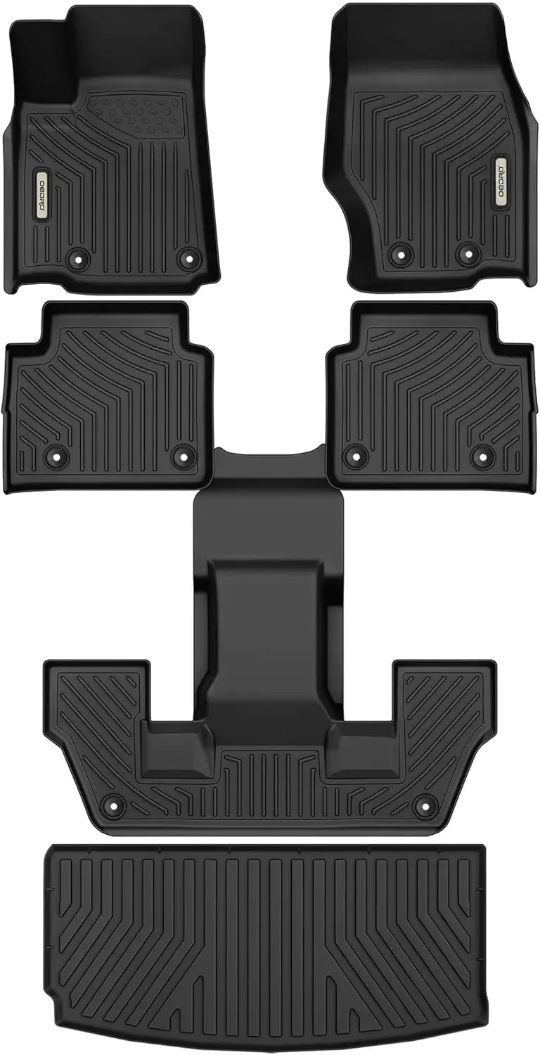 

Floor Mats & Cargo Liner Fit for Jeep Grand Cherokee L 2025-2021 (ONLY for 6 Seat), TPE All Weather Custom Fit 3 Row Floor