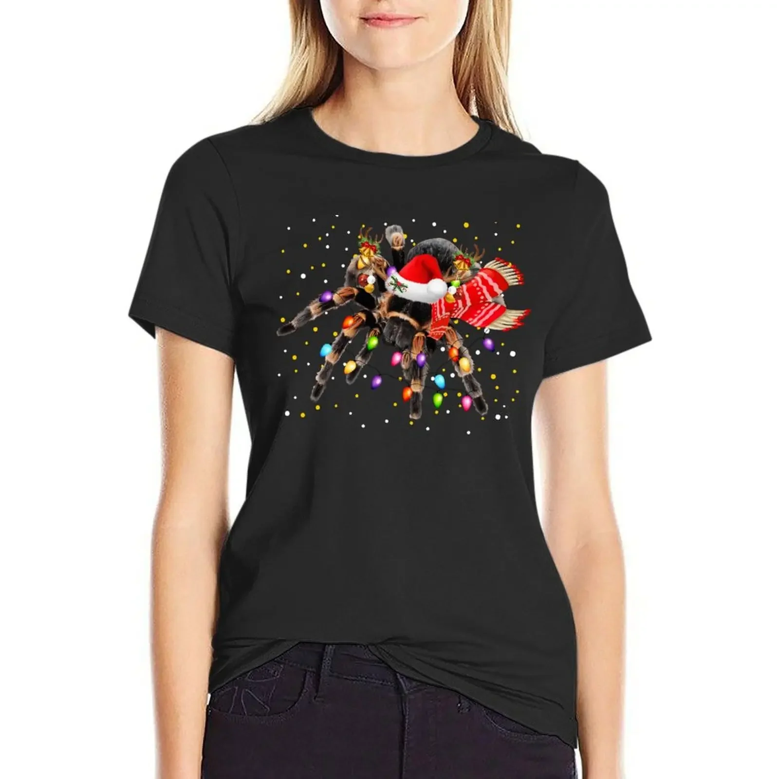 

Tarantula Reindeer Christmas Light Shirt T-Shirt kawaii clothes Short sleeve tee cropped t shirts for Women