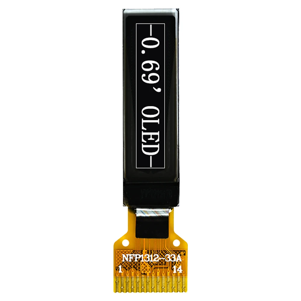 0.69 Inch OLED Display 96x16 Resolution Monochrome LCD Screen 14pin Interface SSD1312 Driver Soldering Model