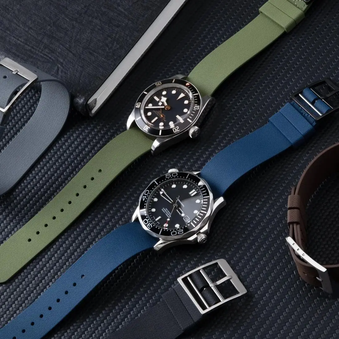 

Подходит для Cartier Santos Dumont Rolex Tudor, фторкаучуковый ремешок для часов, водонепроницаемый супермягкий ремень из FKM, 20 мм, 21 мм, 22 мм, ремешок для часов