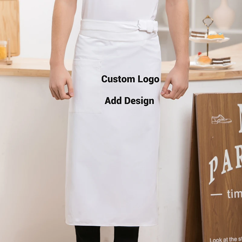 Chef's Half Apron Larger Size Canvas Kitchen Work Waist Apron for Men BBQ Sushi Seafood Chinese Restaurant Cooking Bibs Custom