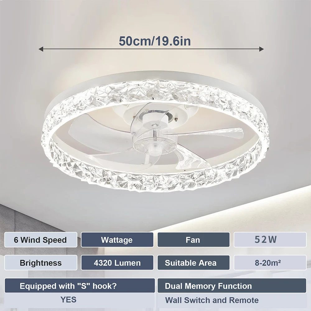Moderne LED-plafondventilator Lmap Afstandsbediening Slimme ventilator Verlichting voor woonkamer Slaapkamer Restaurant Zwart/wit interieurverlichting
