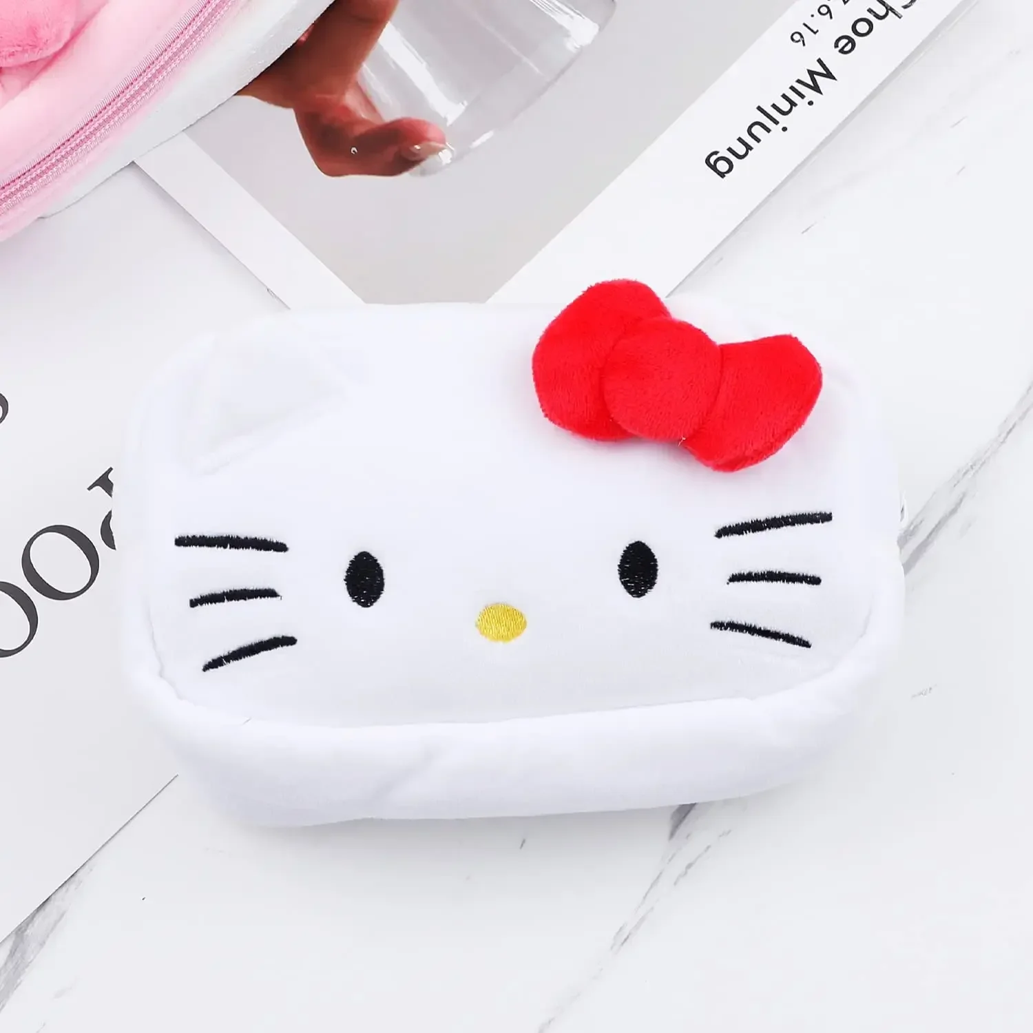 Hello Kitty Cat Plush Pencil Bag Makeup Cosmetic Bag Purse Wallet Bags Stationery Storage School Supplies Girls Birthday Gift