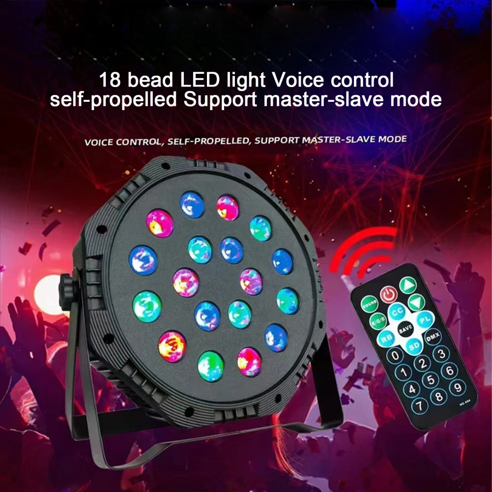 Lumières de scène DJ avec télécommande, 9 modes d'éclairage, 18 LED RVB, lampe de scène LED portable pour mariage et anniversaire, directeur DMXorgDirector