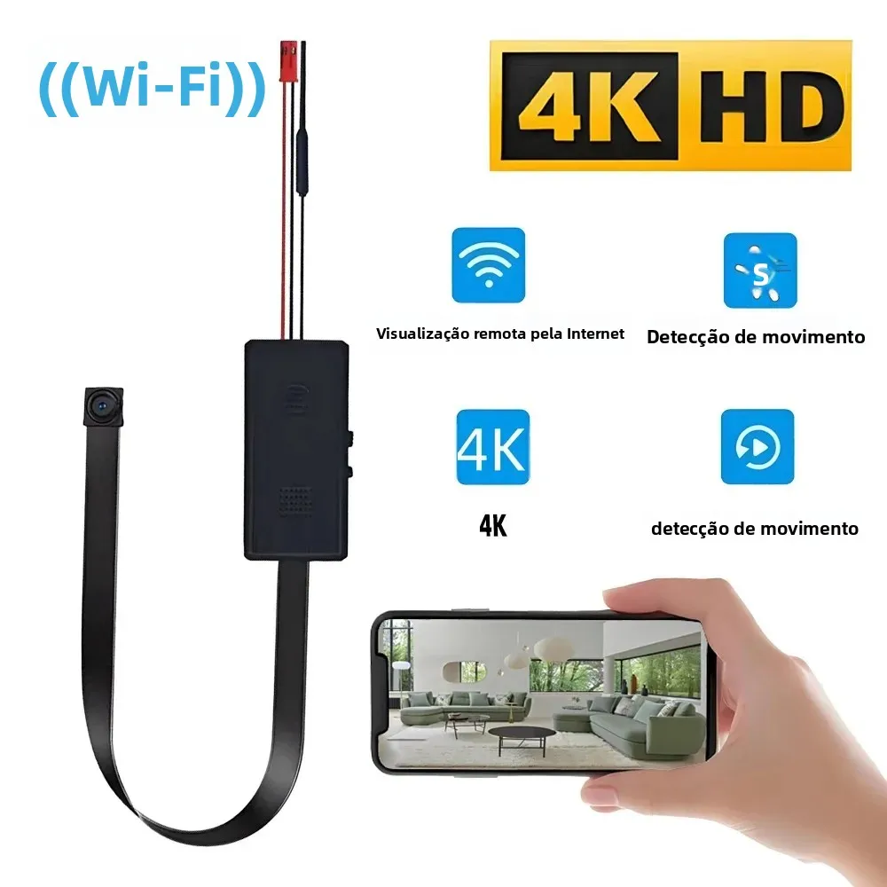 Nova Câmera Mini WiFi 4K HD, Suporta Visualização Remota, Detecção de Movimento, Armazenamento em Loop, Câmera Sem Fio Estilo Babá Doméstica DIY