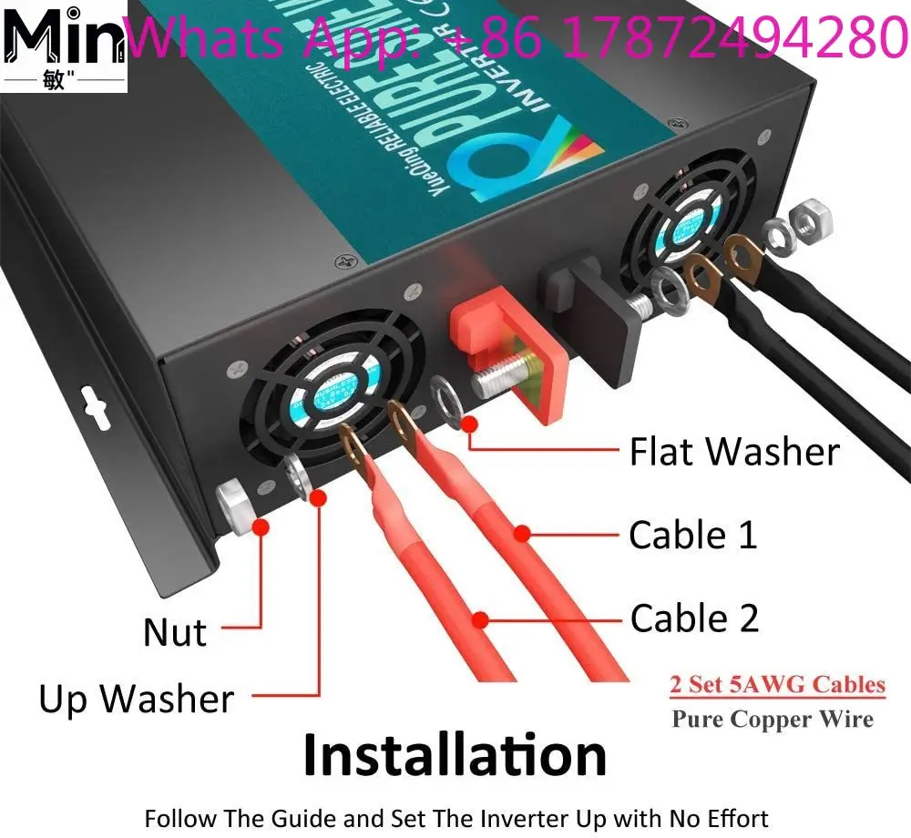 Pure Sine Wave Inverter 3000W Solar Power Converter 12V-48V to 110V-240V