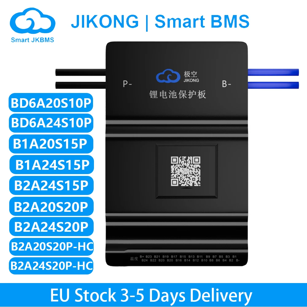 

JK BMS Smart BMS 8S~24S with CAN Heat RS485 BT 0.6A~2A Active Balance BMS for LiFePo4 Li-ion LTO Battery Pack 100A~200A JKBMS