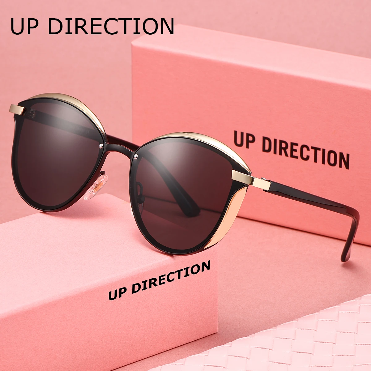 

UP Direction, 1 шт., женские поляризационные солнцезащитные очки, модная пудровая коробка, упаковка для самостоятельного вождения, путешествия, мужские очки, покупки, фотографии