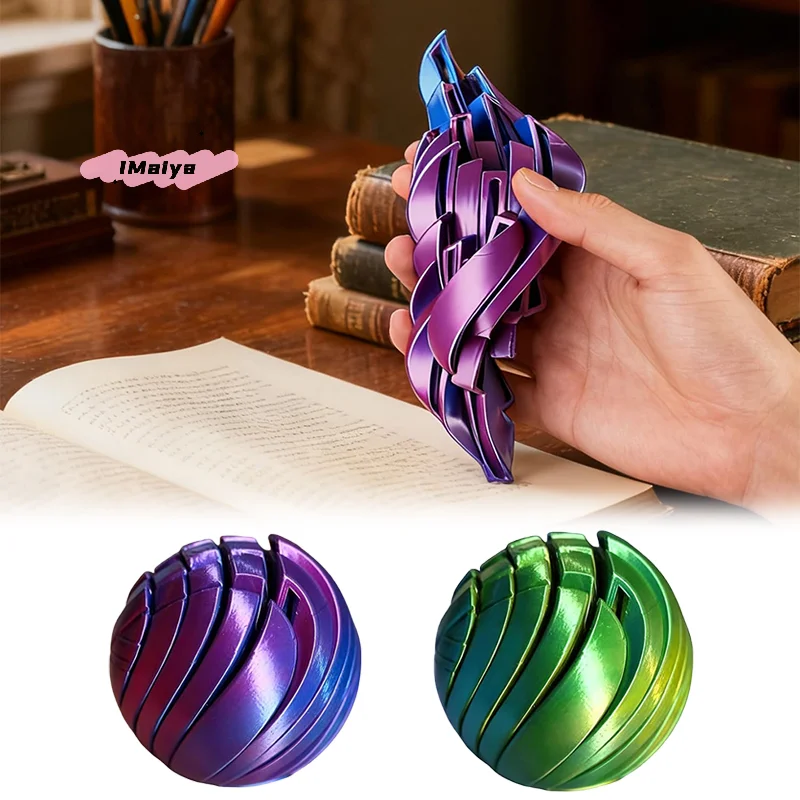 M-Slime Ball Fidget Toy 3D Printed Twistsphere Fidget Gear Liquid Flow Ball With Rotating Design Anxiety Relief Toys For Office