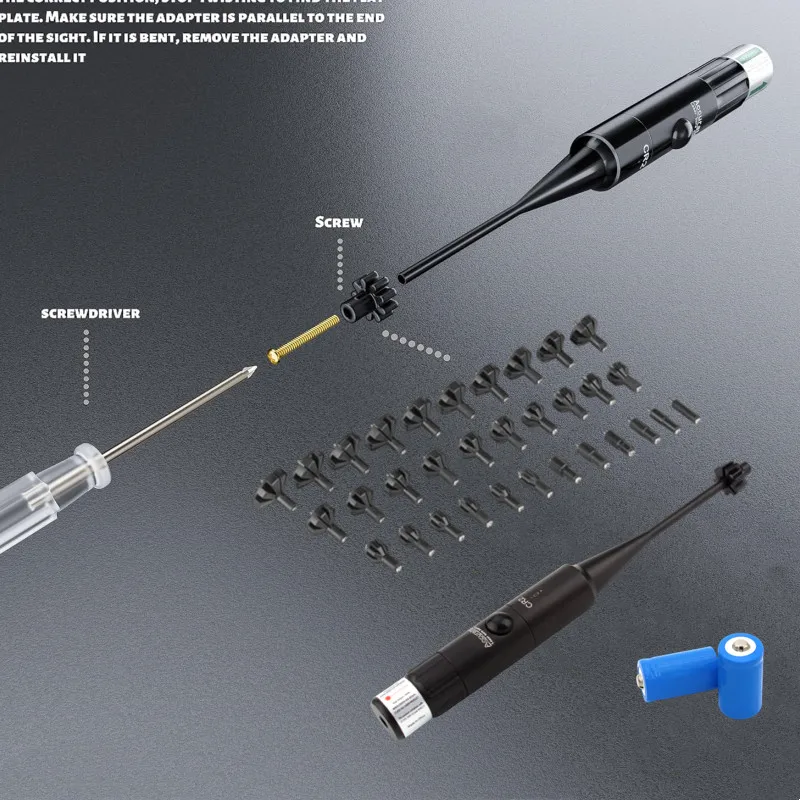 

Upgraded Red Dot Laser Bore Sight .177 .22 to 12GA Stable Device Universal Collimator Boresighter 32 Adapters